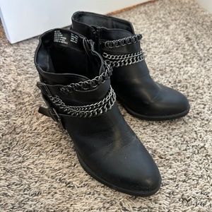 Black Leather Ankle Booties | Size 9